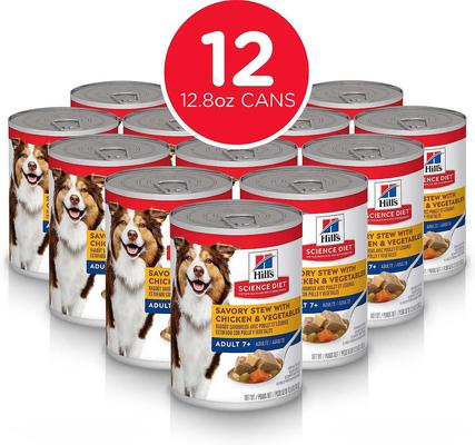 Show full view: Hill's Science Diet Adult 7+ Savory Stew with Chicken & Vegetables + Savory Stew with Beef & Vegetables Canned Dog Food slide 3 of 10