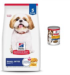 Hill's Science Diet Adult 7+ Small Bites Chicken Meal, Barley & Rice Recipe Dry Dog Food, 5-lb bag + Hill's Science Diet Adult 7+ Chicken & Barley Entree Canned Dog Food, 13-oz, case of 12