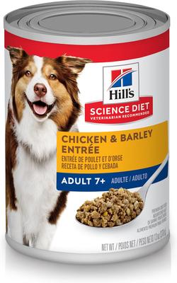 Show full view: Hill's Science Diet Adult 7+ Small Bites Chicken Meal, Barley & Rice Recipe Dry Dog Food, 5-lb bag + Hill's Science Diet Adult 7+ Chicken & Barley Entree Canned Dog Food, 13-oz, case of 12 slide 5 of 8