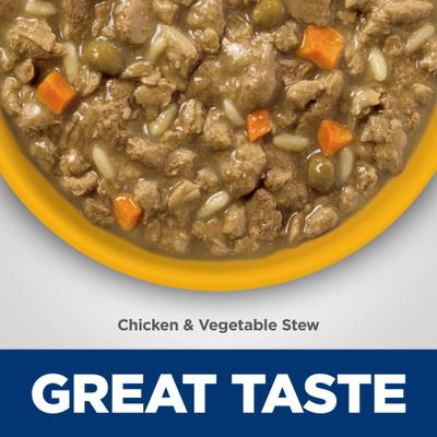Show full view: Hill's Science Diet Adult 7+ Small Breed & Mini Breed Senior Vitality Chicken & Vegetable Stew Wet Dog Food, 5.5-oz can, case of 24 slide 4 of 14