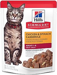 Hill's Science Diet Adult Chicken & Spinach Casserole Recipe Cat Food, 2.8-oz pouch, case of 24
