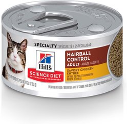Hill's Science Diet Adult Hairball Control Savory Chicken Entree Wet Cat Food, 2.9-oz can, case of 24