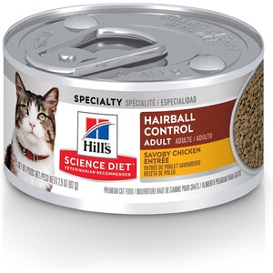 Hill's Science Diet Adult Hairball Control Savory Chicken Entree Wet Cat Food, 2.9-oz can, case of 24