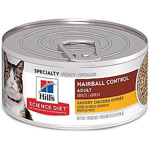Hill's Science Diet Adult Hairball Control Savory Chicken Entree Wet Cat Food, 5.5-oz can, case of 24
