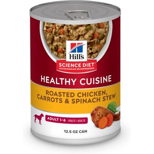 Hill's Science Diet Adult Healthy Cuisine Roasted Chicken, Carrots & Spinach Stew Canned Dog Food, 12.5-oz, case of 12
