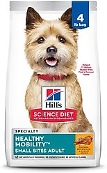 Hill's Science Diet Adult Healthy Mobility Small Bites Chicken Meal, Brown Rice & Barley Recipe Dry Dog Food, 4-lb bag