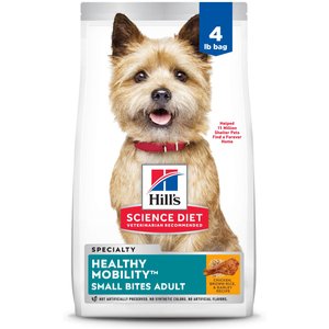 Hill's Science Diet Adult Healthy Mobility Small Bites Chicken Meal, Brown Rice & Barley Recipe Dry Dog Food, 4-lb bag