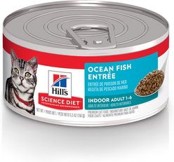 Hill's Science Diet Adult Indoor Ocean Fish Entree Wet Cat Food, 5.5-oz can, case of 24