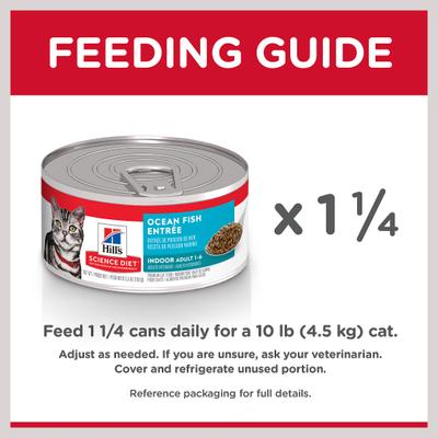 Show full view: Hill's Science Diet Adult Indoor Ocean Fish Entree Wet Cat Food, 5.5-oz can, case of 24 slide 9 of 13