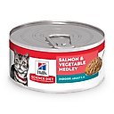 Hill's Science Diet Adult Indoor Salmon & Vegetable Medley Minced Wet Cat Food, 5.5-oz can, 24 count