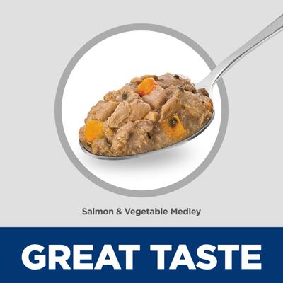 Show full view: Hill's Science Diet Adult Indoor Salmon & Vegetable Medley Minced Wet Cat Food, 5.5-oz can, 24 count slide 4 of 12