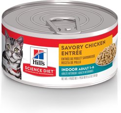 Hill's Science Diet Adult Indoor Savory Chicken Entree Wet Cat Food, 5.5-oz can, case of 24