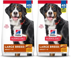 Hill's Science Diet Adult Large Breed Chicken & Barley Dry Dog Food, 45-lb bag, bundle of 2