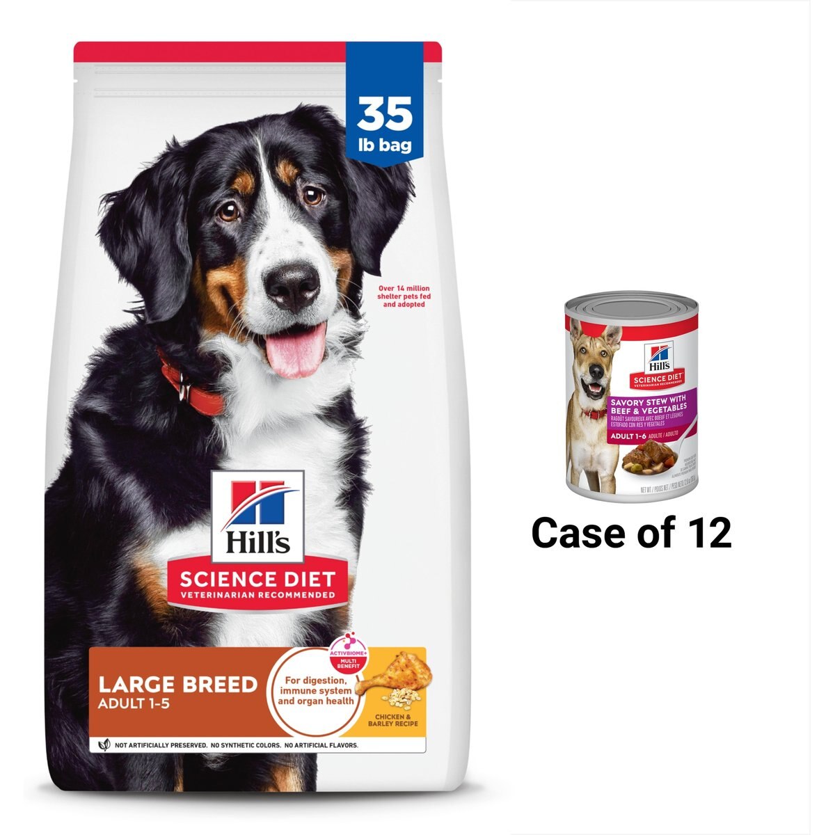 Hill's Science Diet Adult Large Breed Dry Food + Savory Stew with Beef & Vegetables Canned Dog Food