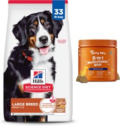 Hill's Science Diet Adult Large Breed Lamb Meal & Brown Rice Dry Food + Zesty Paws 8-in-1 Multivitamin Bites Chicken Flavor Dog Supplement