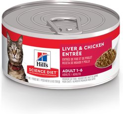 Hill's Science Diet Adult Liver & Chicken Entree Wet Cat Food, 5.5-oz can, case of 24