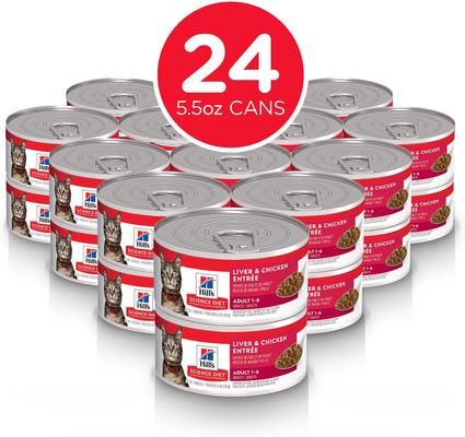 Show full view: Hill's Science Diet Adult Liver & Chicken Entree Wet Cat Food, 5.5-oz can, case of 24 slide 3 of 13