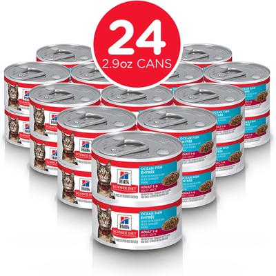 Show full view: Hill's Science Diet Adult Ocean Fish Entree Wet Cat Food, 2.9-oz can, case of 24 slide 3 of 13