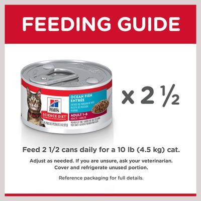 Show full view: Hill's Science Diet Adult Ocean Fish Entree Wet Cat Food, 2.9-oz can, case of 24 slide 9 of 13