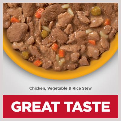 Show full view: Hill's Science Diet Adult Perfect Digestion Chicken, Vegetable & Rice Stew Wet Dog Food, 12.8-oz can, case of 12 slide 6 of 13
