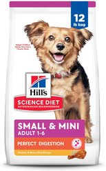 Hill's Science Diet Adult Perfect Digestion Small Breed & Mini Breed Chicken & Brown Rice Recipe Dry Dog Food, 12-lb bag