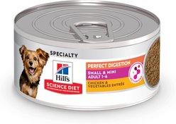 Hill's Science Diet Adult Perfect Digestion Small Breed & Mini Breed Chicken & Vegetables Entree Wet Minced Wet Dog Food, 5.8-oz can, 24 count