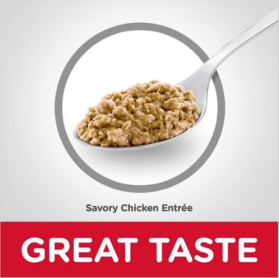 Show full view: Hill's Science Diet Adult Perfect Weight Chicken Recipe Dry Cat Food, 15-lb bag + Hill's Science Diet Adult 7+ Savory Chicken Entree Canned Cat Food, 5.5-oz, case of 26 slide 8 of 9
