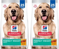 Hill's Science Diet Adult Perfect Weight Chicken Recipe Dry Dog Food, 25-lb bag, bundle of 2 slide 1 of 9
