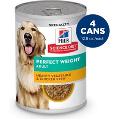 Hill's Science Diet Adult Perfect Weight Hearty Vegetable & Chicken Stew Canned Dog Food, 12.5-oz can, case of 4