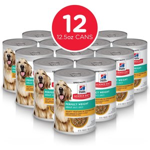 Hill's Science Diet Adult Perfect Weight Hearty Vegetable & Chicken Stew Canned Dog Food, 12.5-oz, case of 12
