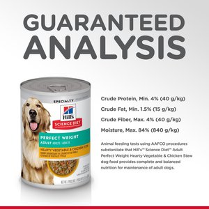 Hill's Science Diet Adult Perfect Weight Hearty Vegetable & Chicken Stew Canned Dog Food, 12.5-oz, case of 12
