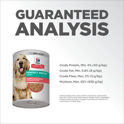 Hill's Science Diet Adult Perfect Weight Management Hearty Vegetables & Salmon Stew Wet Dog Food, 12.5-oz can, 12 count slide 2 of 9