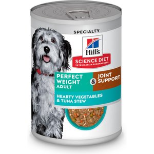 Hill's Science Diet Adult Perfect Weight & Joint Support Hearty Vegetables & Tuna Stew Canned Wet Dog Food, 12.5-oz can, 12 count