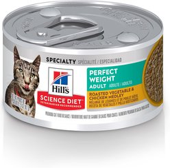 Hill's Science Diet Adult Perfect Weight Management Roasted Vegetable & Chicken Medley Wet Cat Food, 2.9-oz can, case of 24