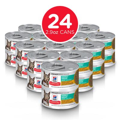 Show full view: Hill's Science Diet Adult Perfect Weight Management Roasted Vegetable & Chicken Medley Wet Cat Food, 2.9-oz can, case of 24 slide 3 of 14