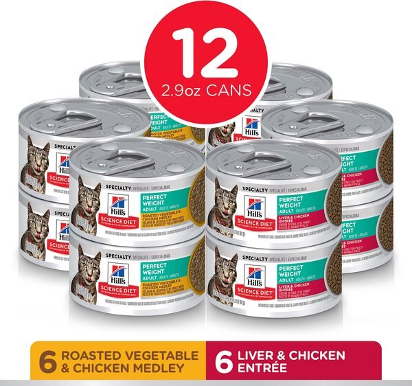 Hill's Science Diet Adult Perfect Weight Management Vegetable & Chicken & Liver & Chicken Variety Pack Wet Cat Food