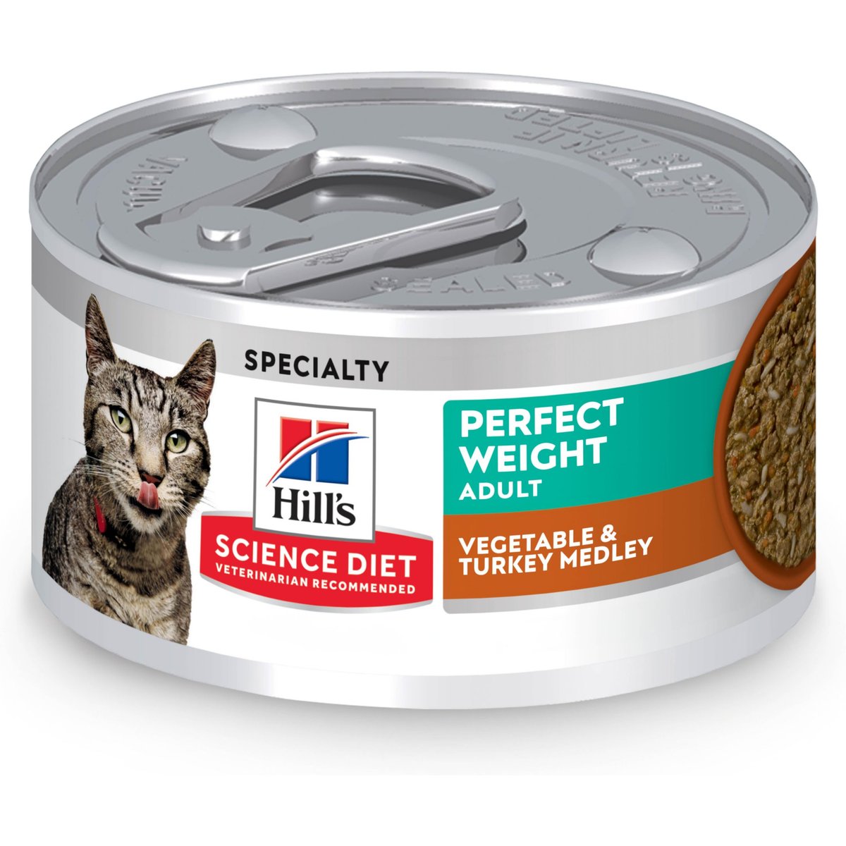 Hill's Science Diet Adult Perfect Weight Management Vegetable & Turkey Medley Chunks in Gravy Wet Cat Food, 2.9-oz can, 24 count