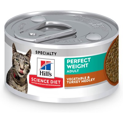 Hill's Science Diet Hill's Science Diet Adult Perfect Weight Management Vegetable & Turkey Medley Chunks in Gravy Wet Cat Food, 2.9-oz can, 24 count