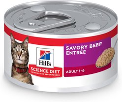 Hill's Science Diet Adult Savory Beef Entree Pate Wet Cat Food, 2.9-oz can, 24 count