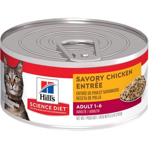 Hill's Science Diet Adult Savory Chicken Entree Wet Cat Food, 5.5-oz can, case of 24