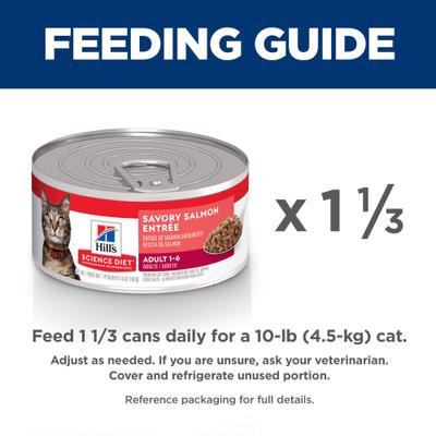 Show full view: Hill's Science Diet Adult Savory Salmon Entree Wet Cat Food, 5.5-oz can, case of 24 slide 8 of 13
