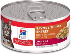 Hill's Science Diet Adult Savory Turkey Entree Wet Cat Food, 5.5-oz can, case of 24