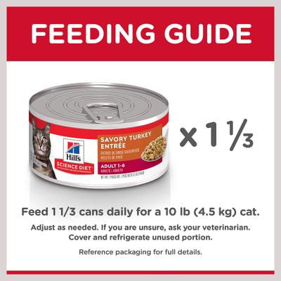 Show full view: Hill's Science Diet Adult Savory Turkey Entree Wet Cat Food, 5.5-oz can, case of 24 slide 9 of 13