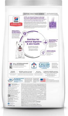 Show full view: Hill's Science Diet Adult Sensitive Stomach & Sensitive Skin Small Bites Dry Dog Food, Chicken Recipe, 15-lb bag slide 3 of 14