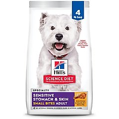 Hill's Science Diet Adult Sensitive Stomach & Sensitive Skin Small Bites Dry Dog Food, Chicken Recipe, 4-lb bag