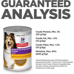 Hill's Science Diet Adult Sensitive Stomach & Sensitive Skin Tender Chicken & Vegetable Stew Wet Dog Food, 12.5-oz can, 12 count