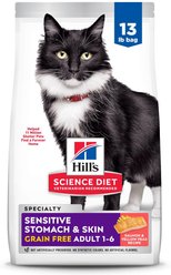 Hill's Science Diet Adult Sensitive Stomach & Skin Grain-Free Salmon & Yellow Pea Recipe Dry Cat Food, 13-lb Bag