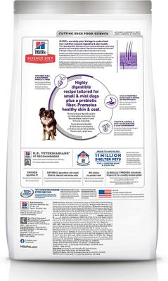 Show full view: Hill's Science Diet Adult Sensitive Stomach & Skin Small & Mini Breed Chicken Recipe Dry Food, 4-lb bag + Tender Turkey & Rice Stew Canned Dog Food slide 3 of 8