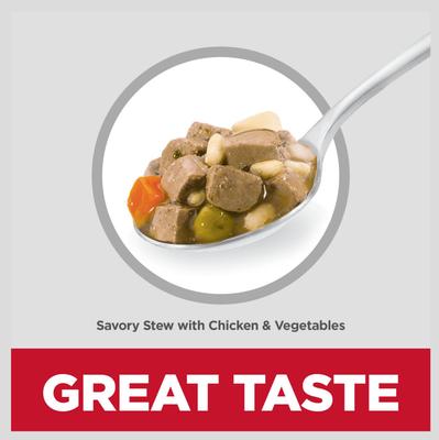 Show full view: Hill's Science Diet Adult Small Breed & Mini Breed Savory Stew Chicken & Vegetable Wet Dog Food Trays, 3.5-oz, 12 count slide 6 of 11
