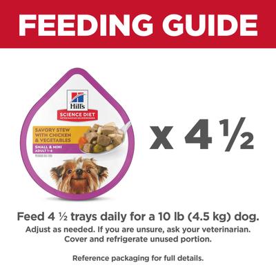 Show full view: Hill's Science Diet Adult Small Paws Savory Chicken & Vegetable Stew Dog Food Trays, 3.5-oz, bundle of 24 slide 9 of 12